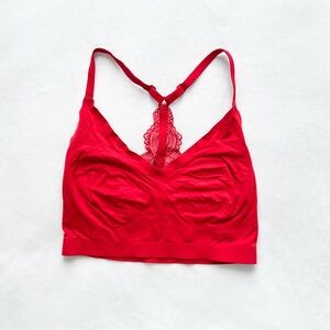 Soma Vibrant Red Lace Bralette - Large